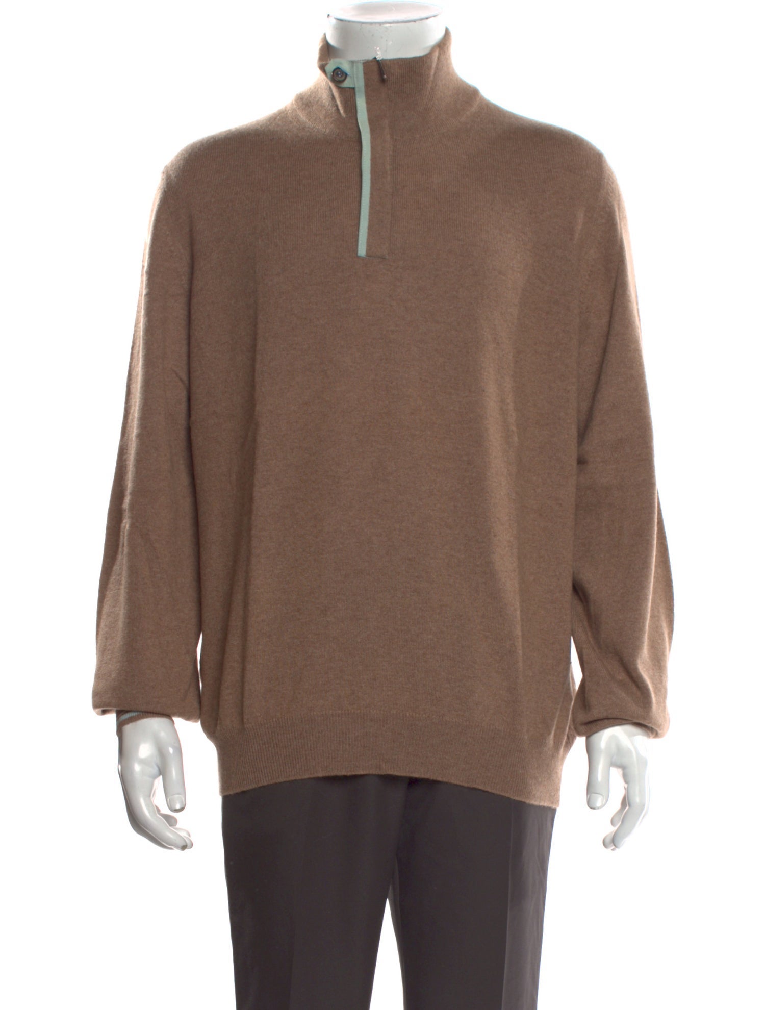 Franck Namani Cashmere Mock Neck Polo Sweater