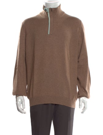Franck Namani Cashmere Mock Neck Polo Sweater
