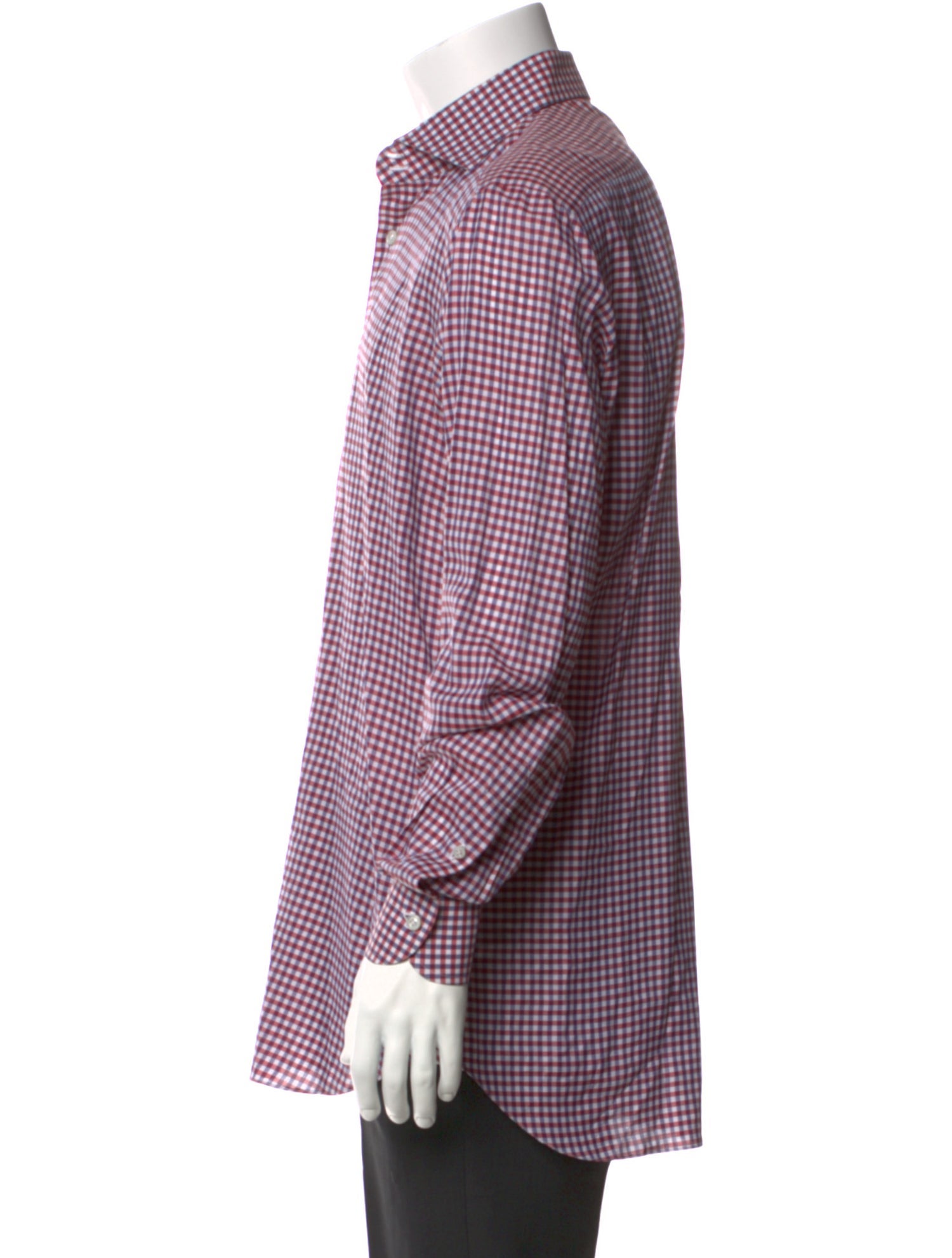 Franck Namani Plaid Print Long Sleeve Dress Shirt
