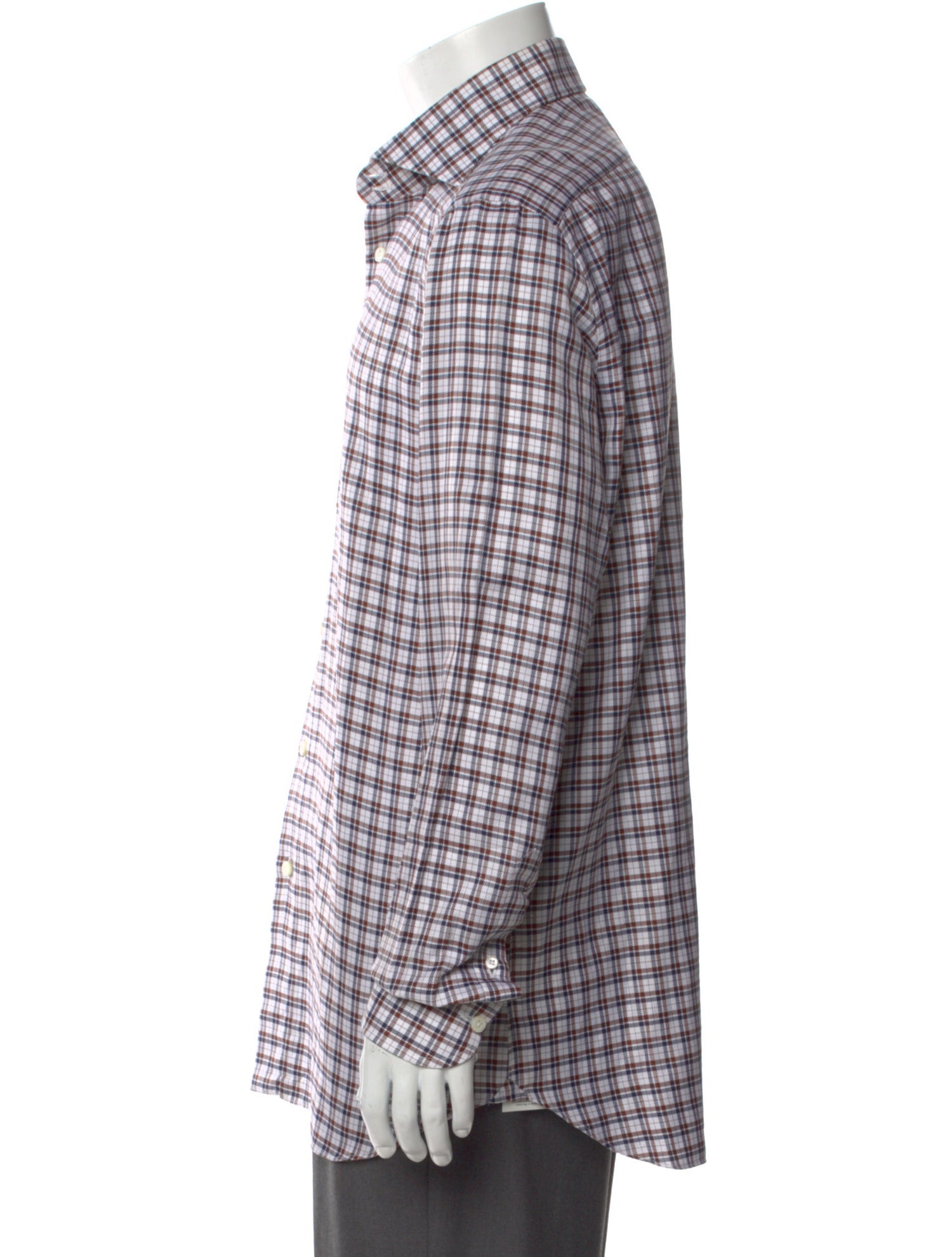 Franck Namani Plaid Print Long Sleeve Dress Shirt