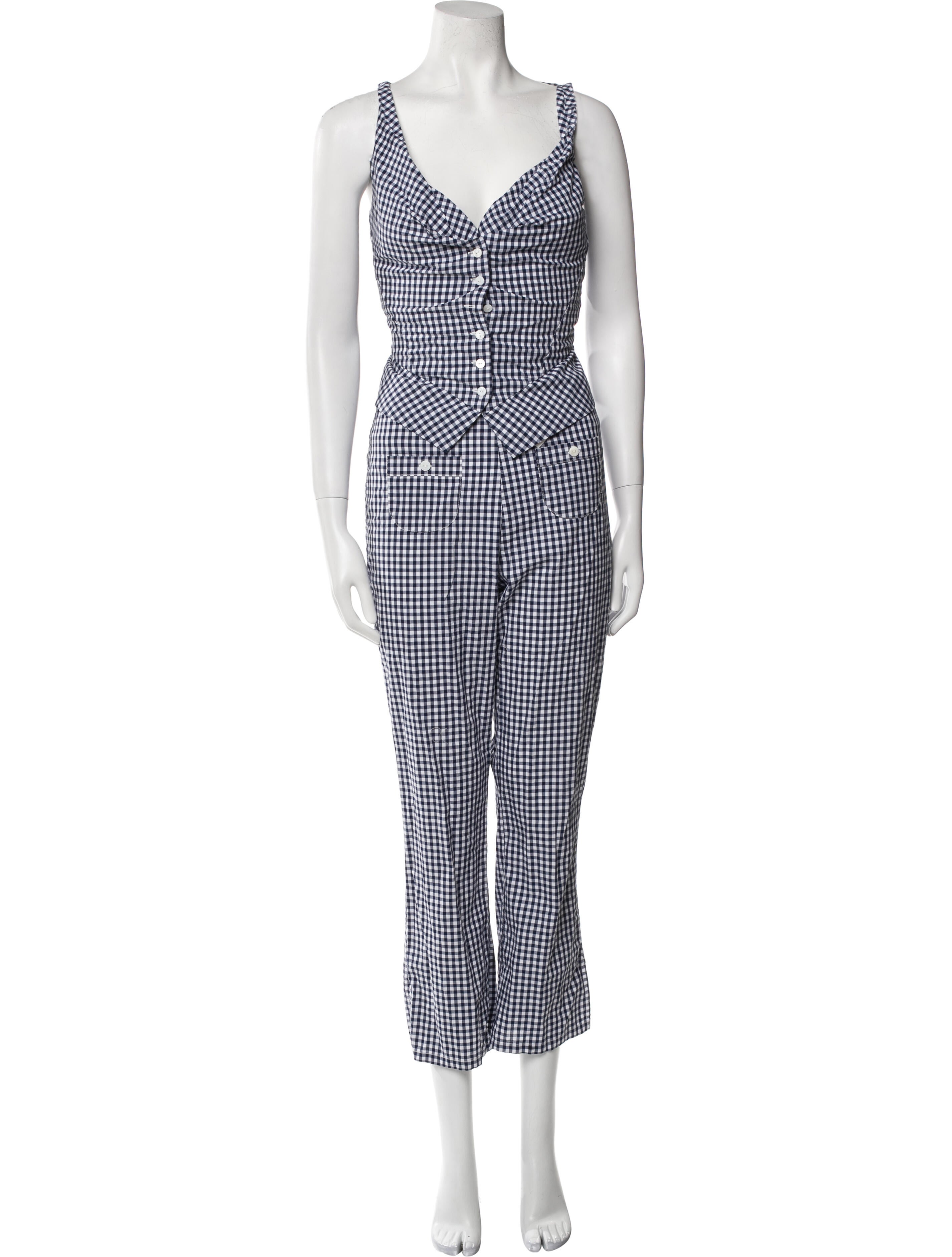 Frankies Bikinis Plaid Print Pant Set