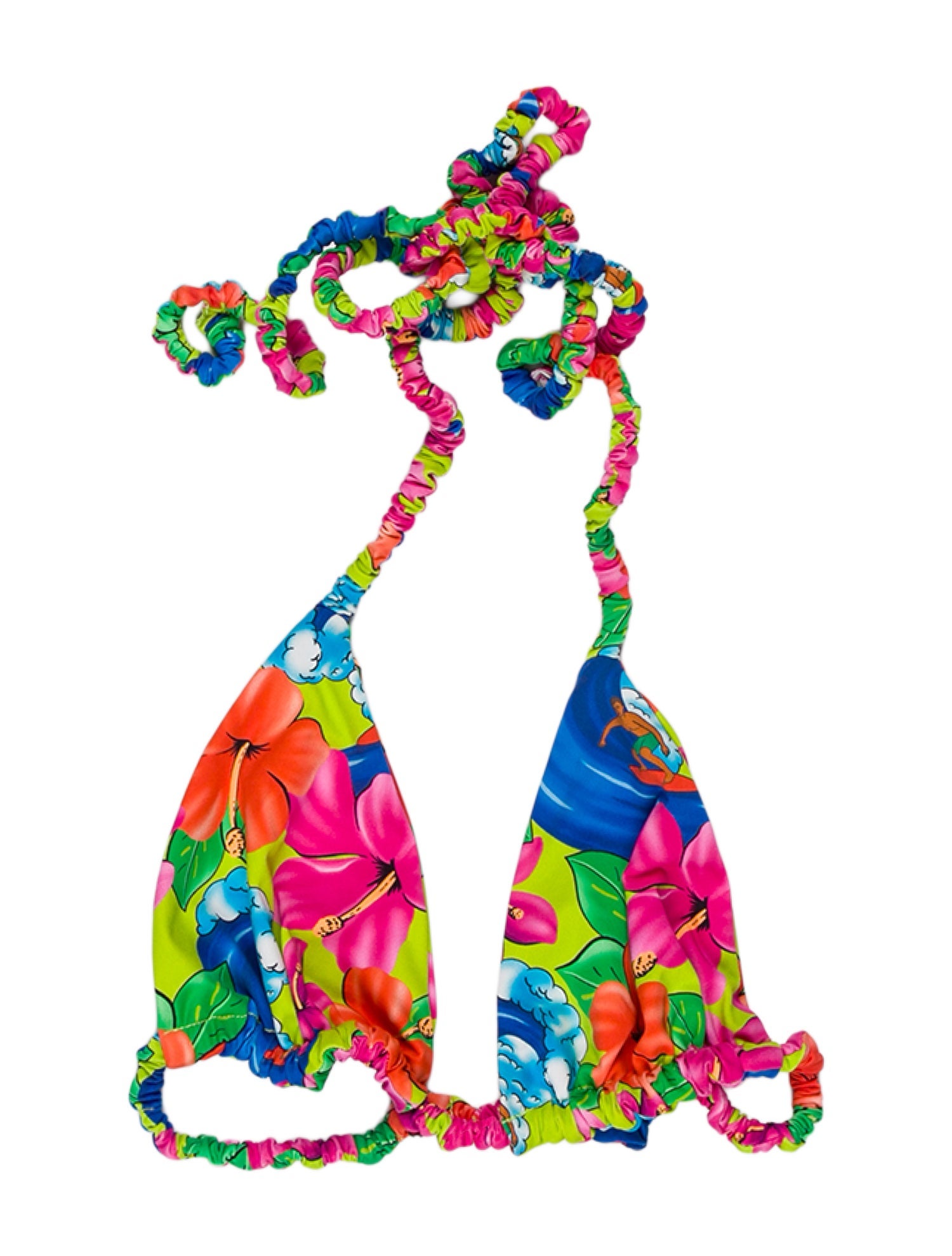 Frankies Bikinis Floral Print Ruffle Embellishment Top