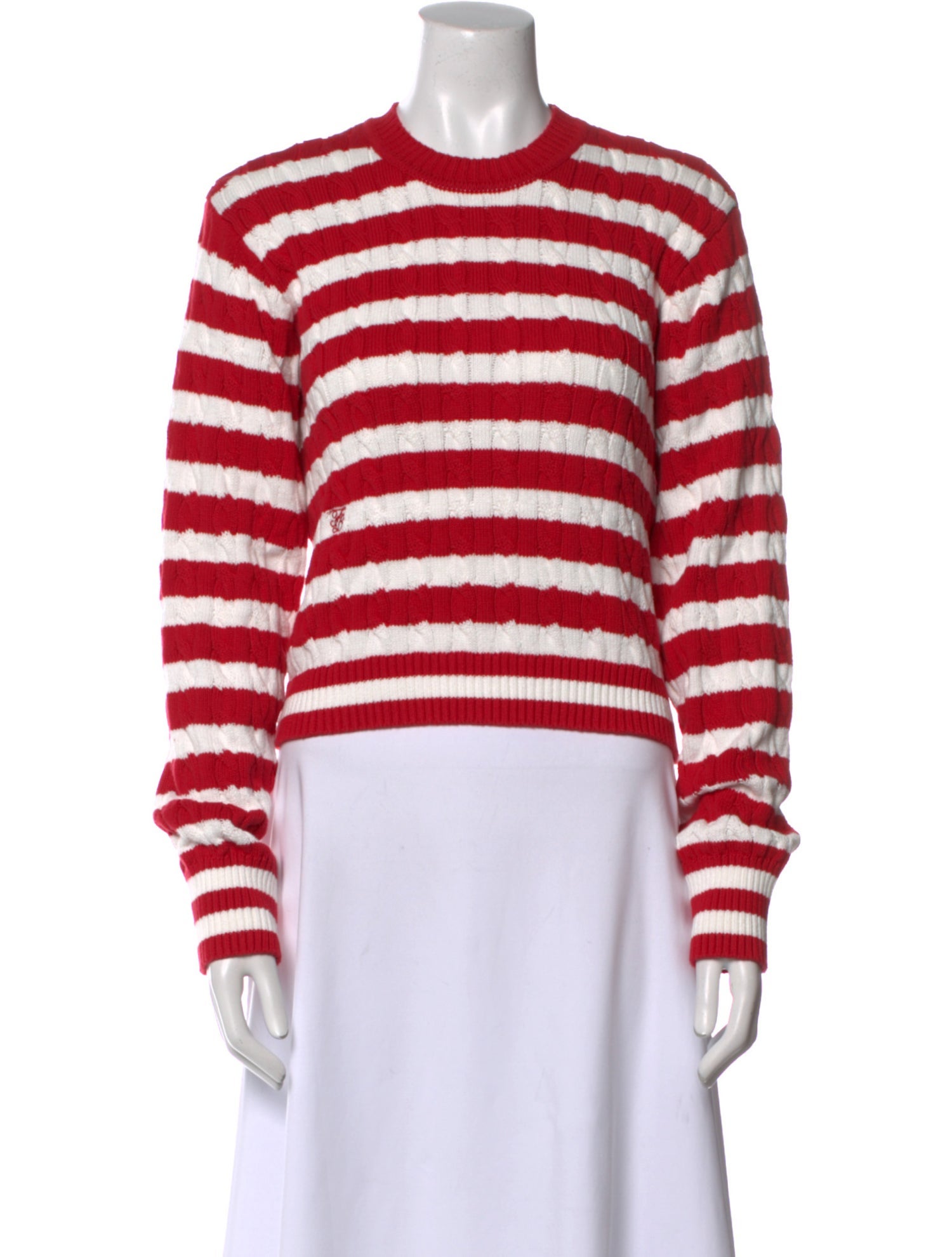 Frankies Bikinis Striped Crew Neck Sweater