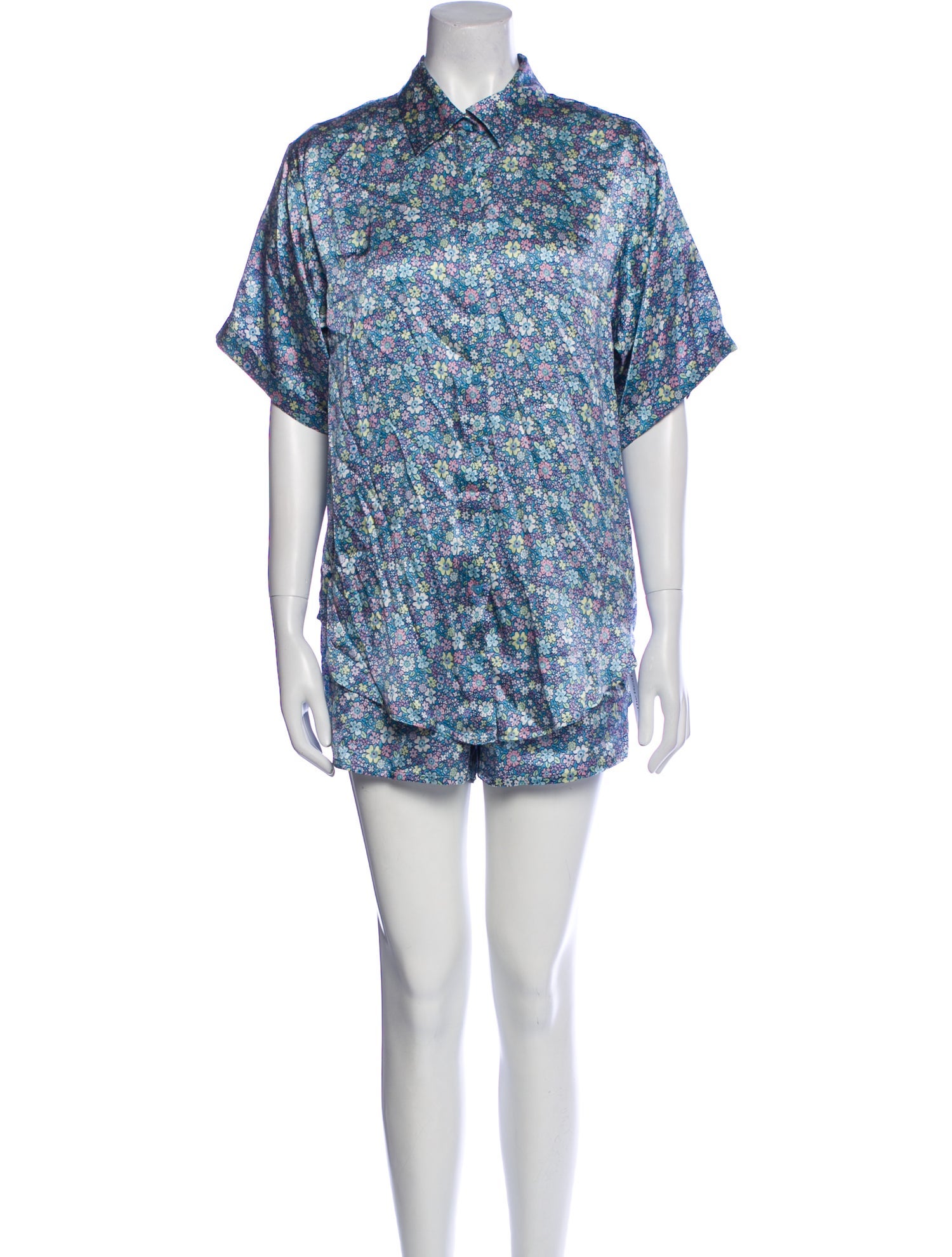 Frankies Bikinis Silk Floral Print Short Set