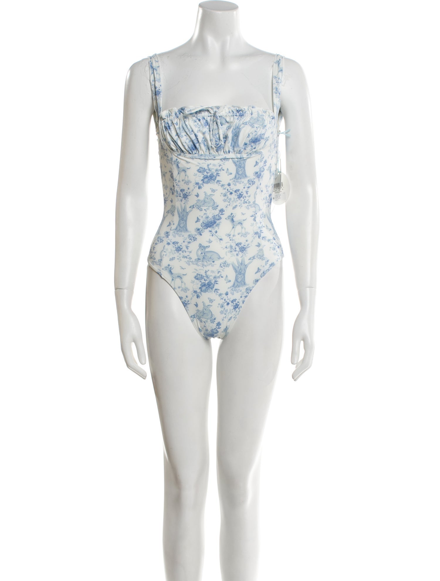 Frankies Bikinis Floral Print Bow Accents One-Piece w/ Tags