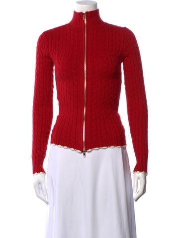 Pre-owned Frankies Bikinis Mock Neck Sweater In Red