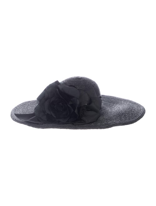 Frank Olive Vintage Straw Wide Brim Hat Black