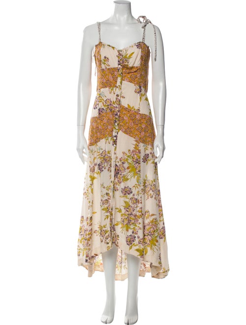 Free People Floral Print Knee-Length Dress Pink