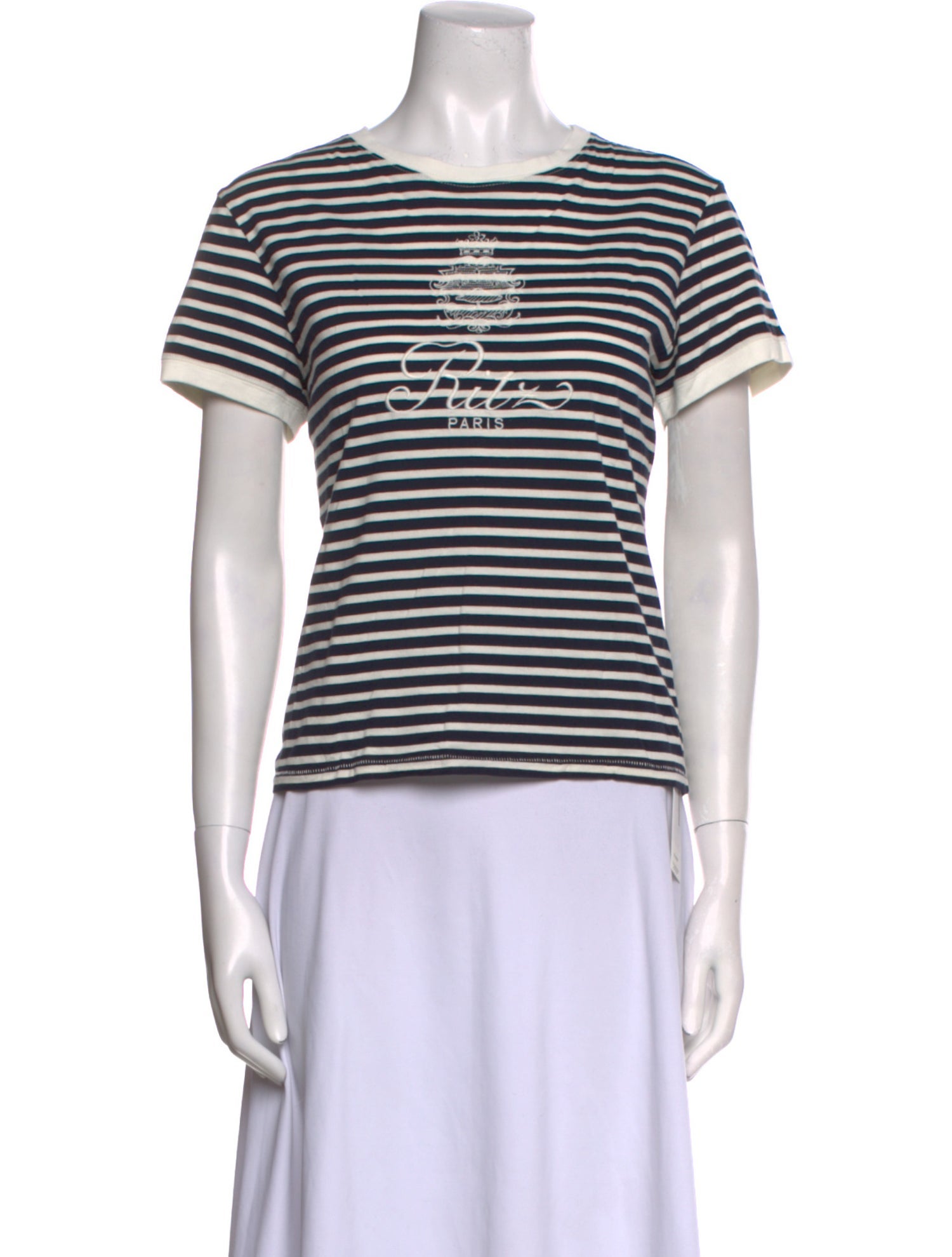 Frame x Ritz Paris Striped Crew Neck T-Shirt