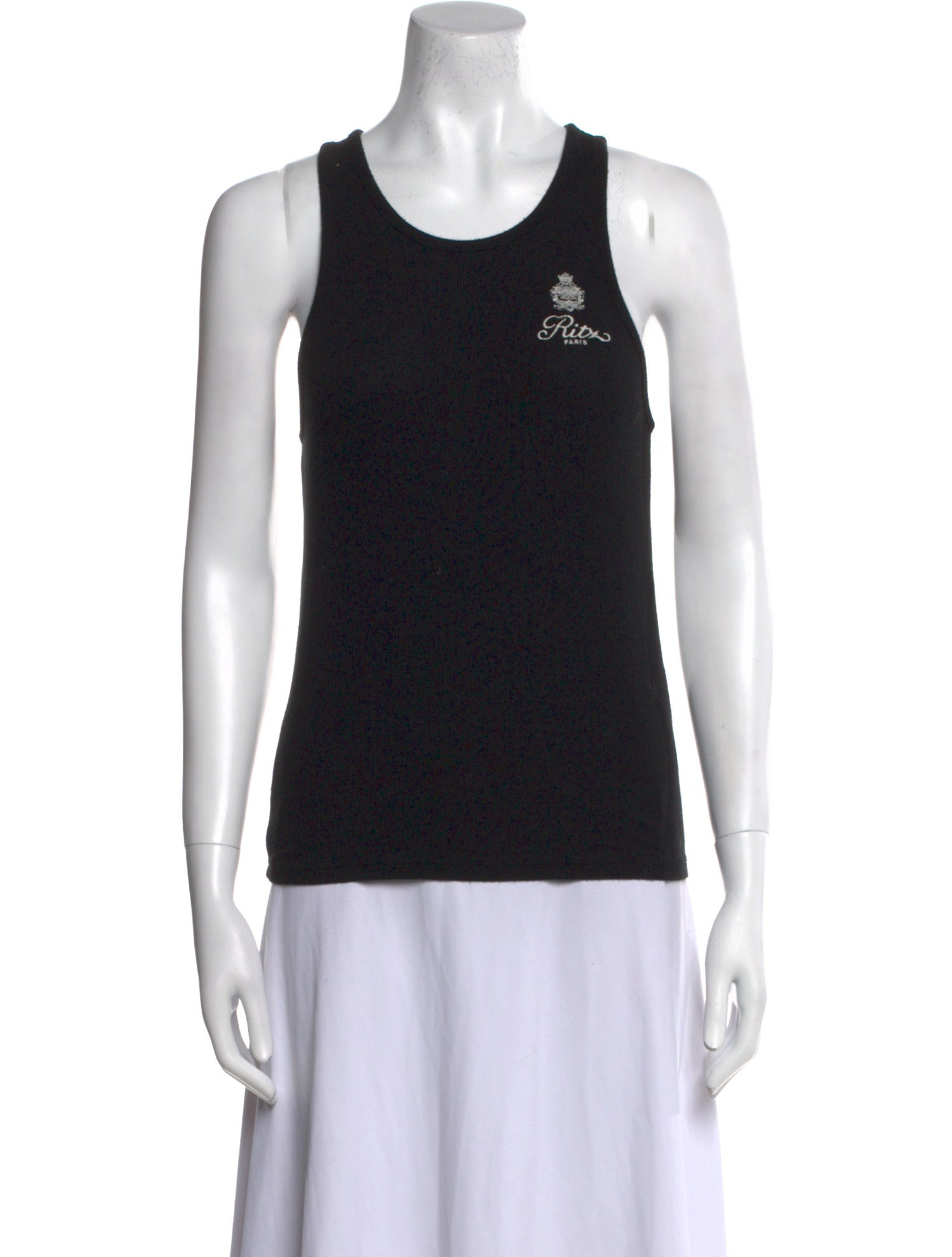 Frame x Ritz Paris Graphic Print Scoop Neck Top