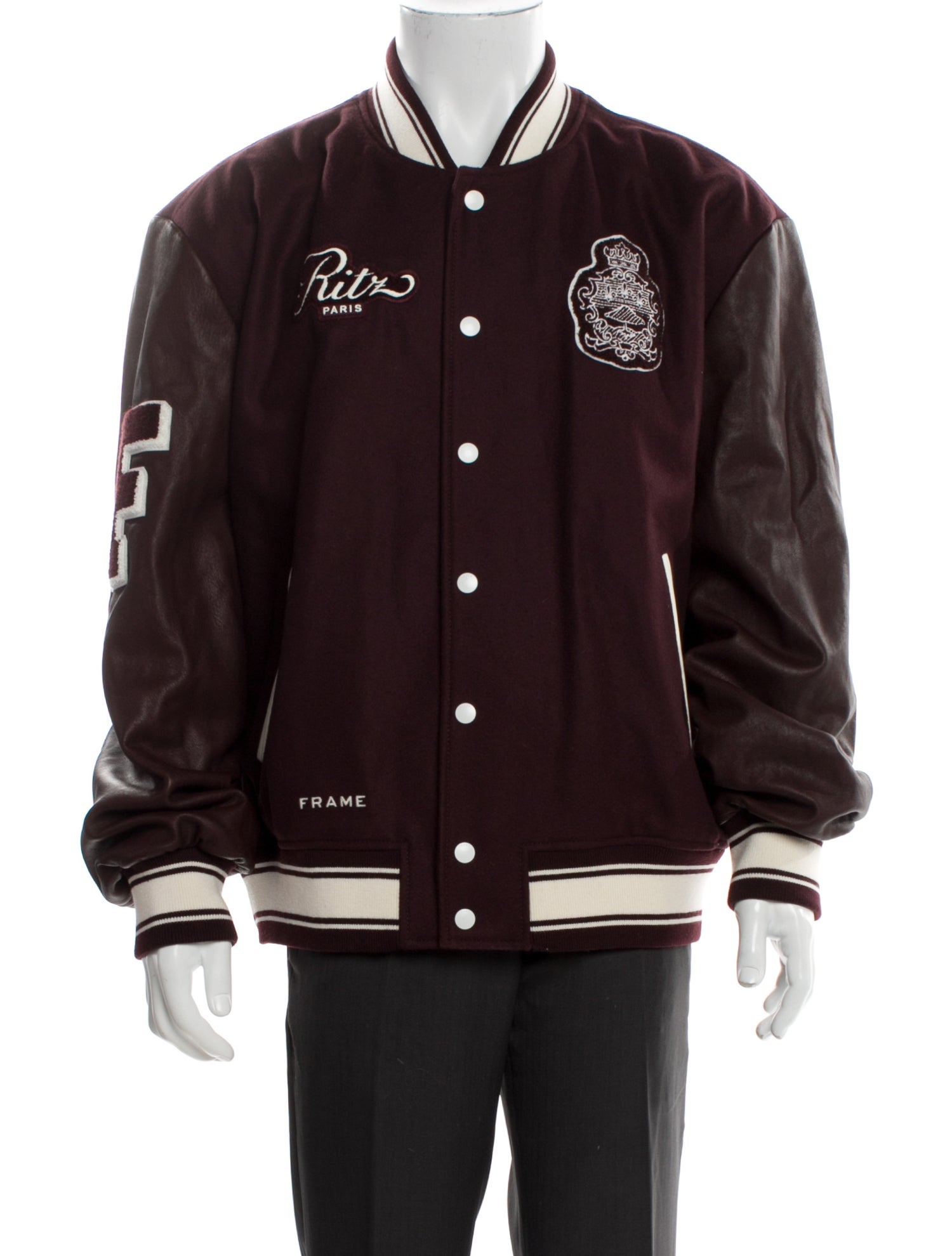 Frame x Ritz Paris Wool Striped Varsity Jacket w/ Tags