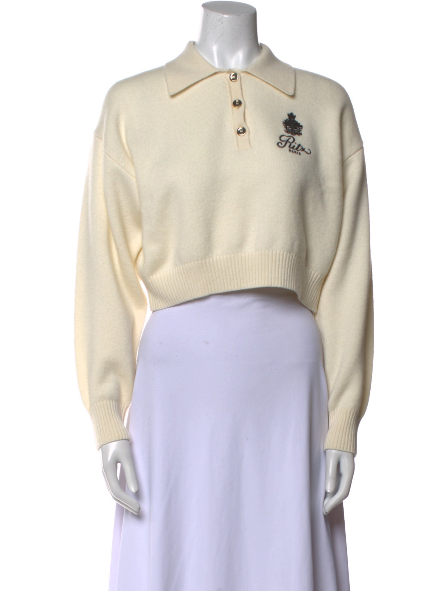 Frame x Ritz Paris Cashmere Long Sleeve Crop Top