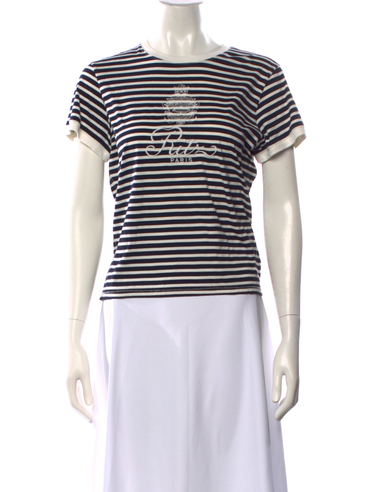 Frame x Ritz Paris Striped Crew Neck T-Shirt