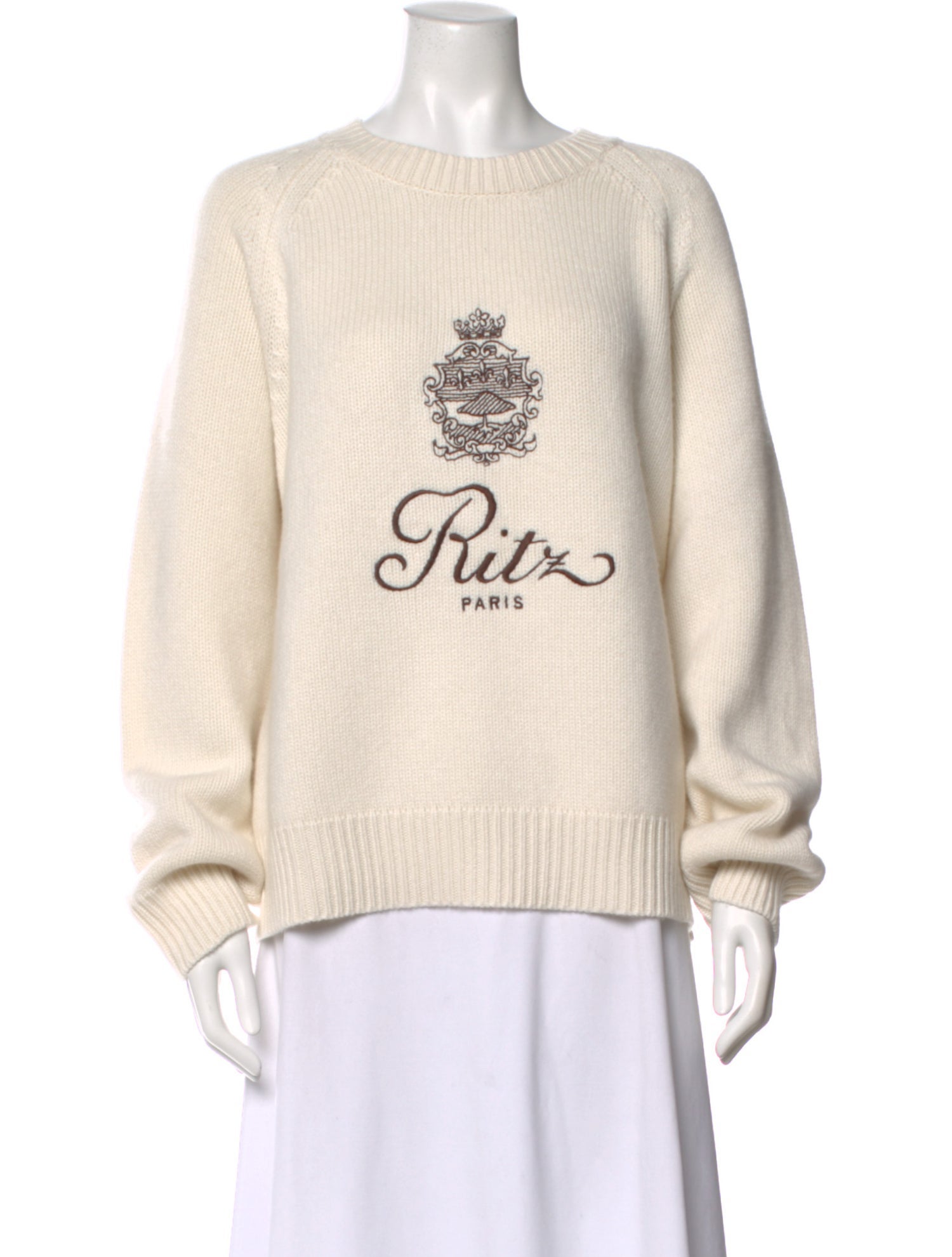 Frame x Ritz Paris Cashmere Graphic Print Sweater w/ Tags
