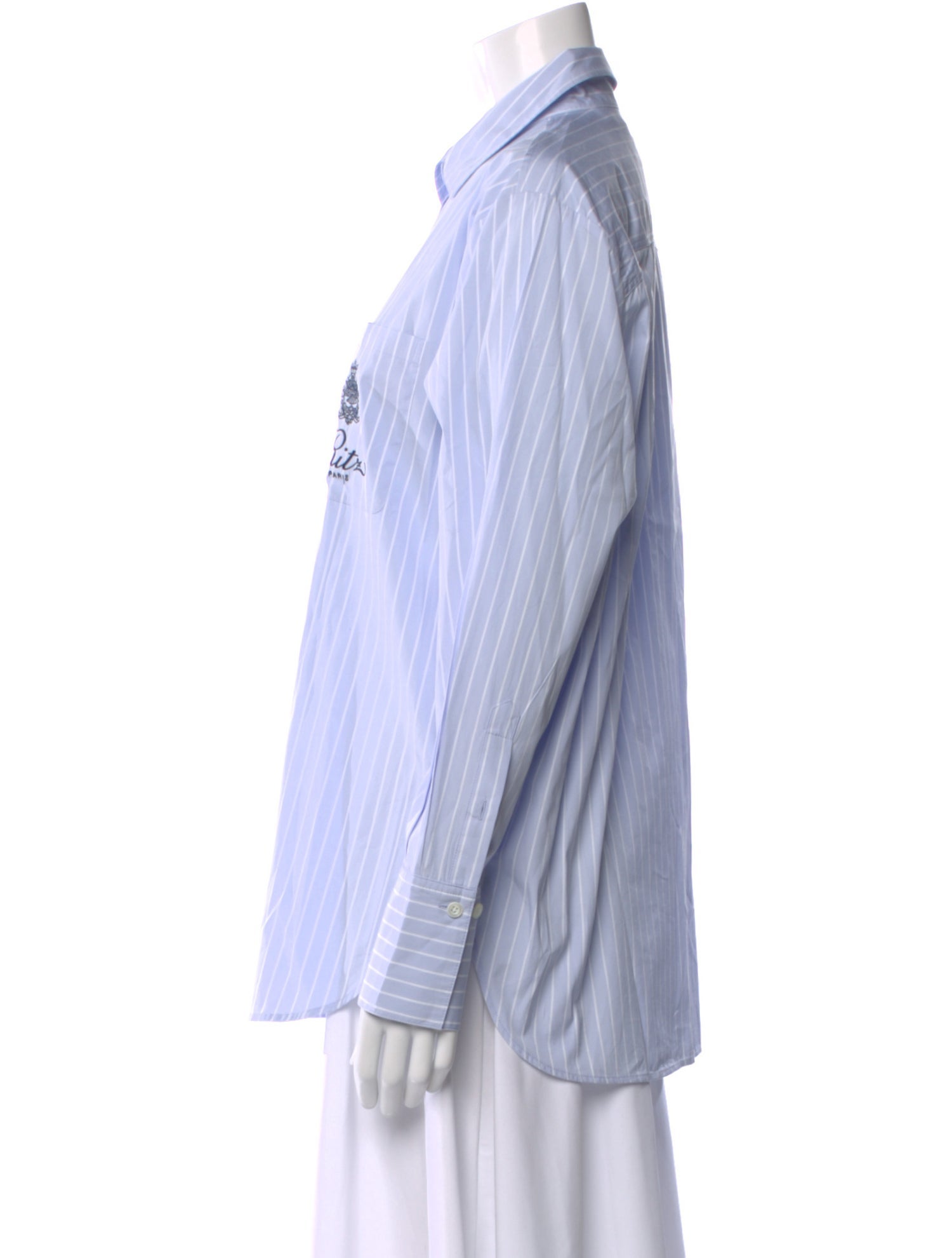 Frame x Ritz Paris Striped Long Sleeve Button-Up Top