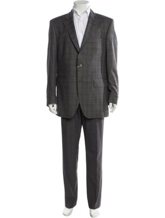 Frank Rudolf Wool Plaid Print Blazer