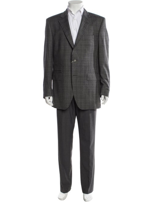 Frank Rudolf Wool Plaid Print Blazer