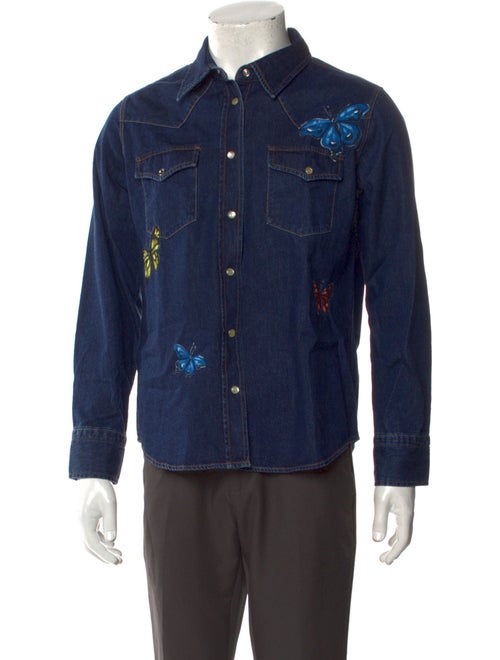 Front Street 8 Graphic Print Long Sleeve Denim Shirt