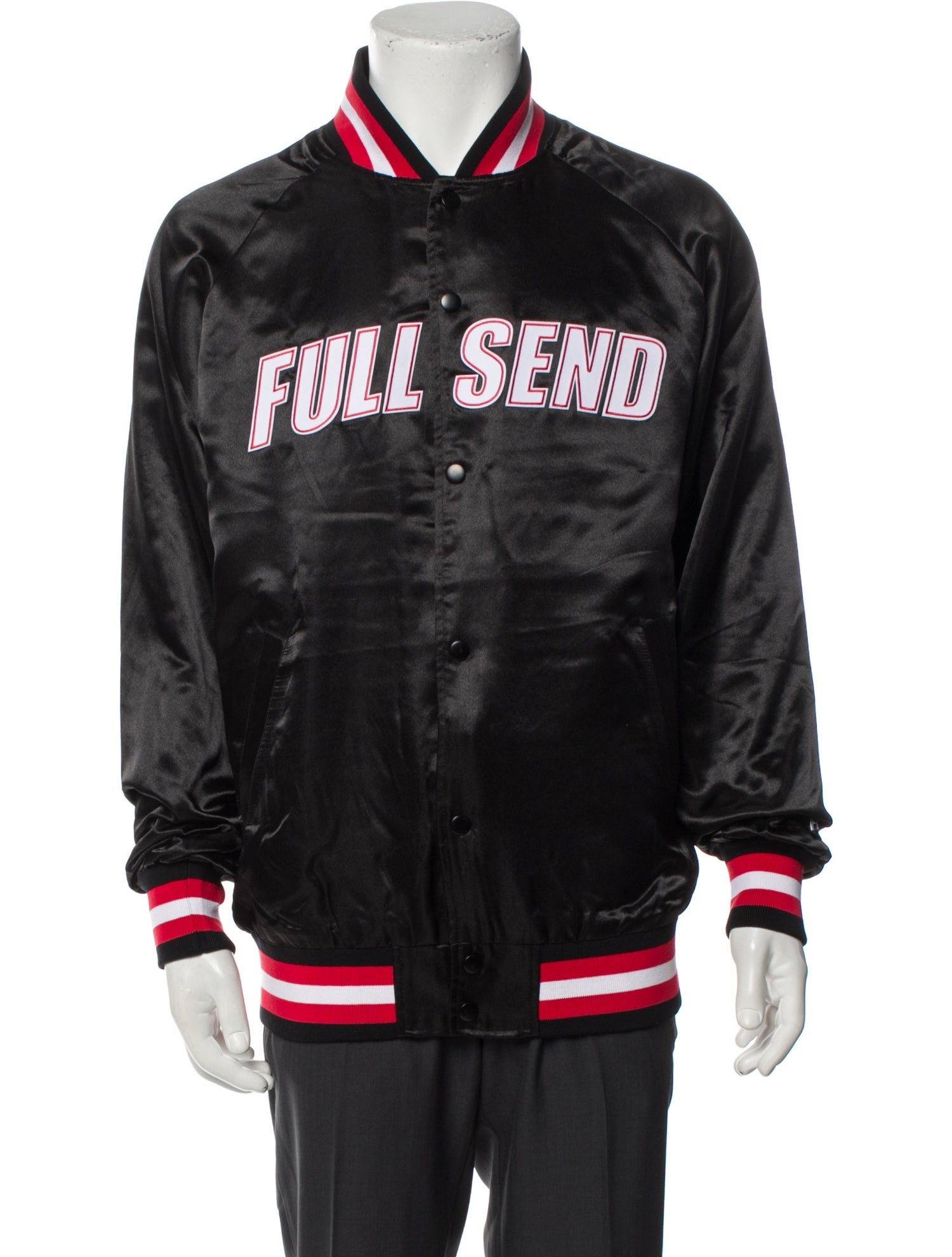 FULL SEND by NELK Graphic Print Varsity Jacket