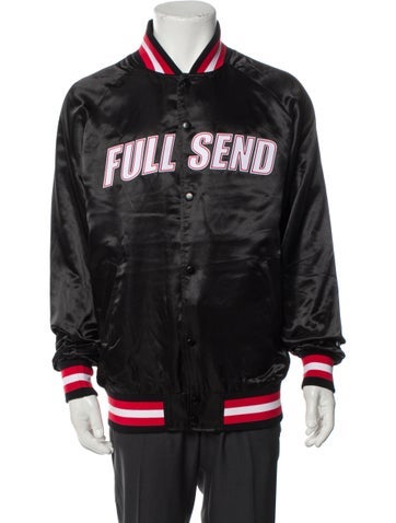 Full Send by Nelk Outerwear Graphic Print Varsity Jacket M