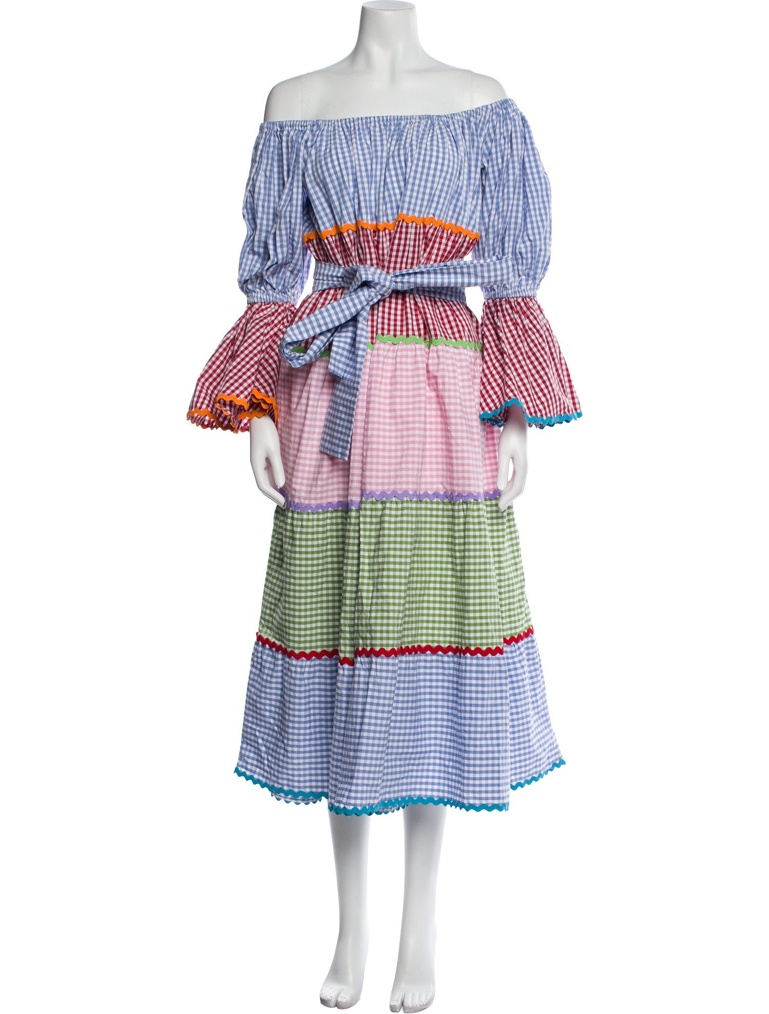 Flora Sardalos Plaid Print Midi Length Dress