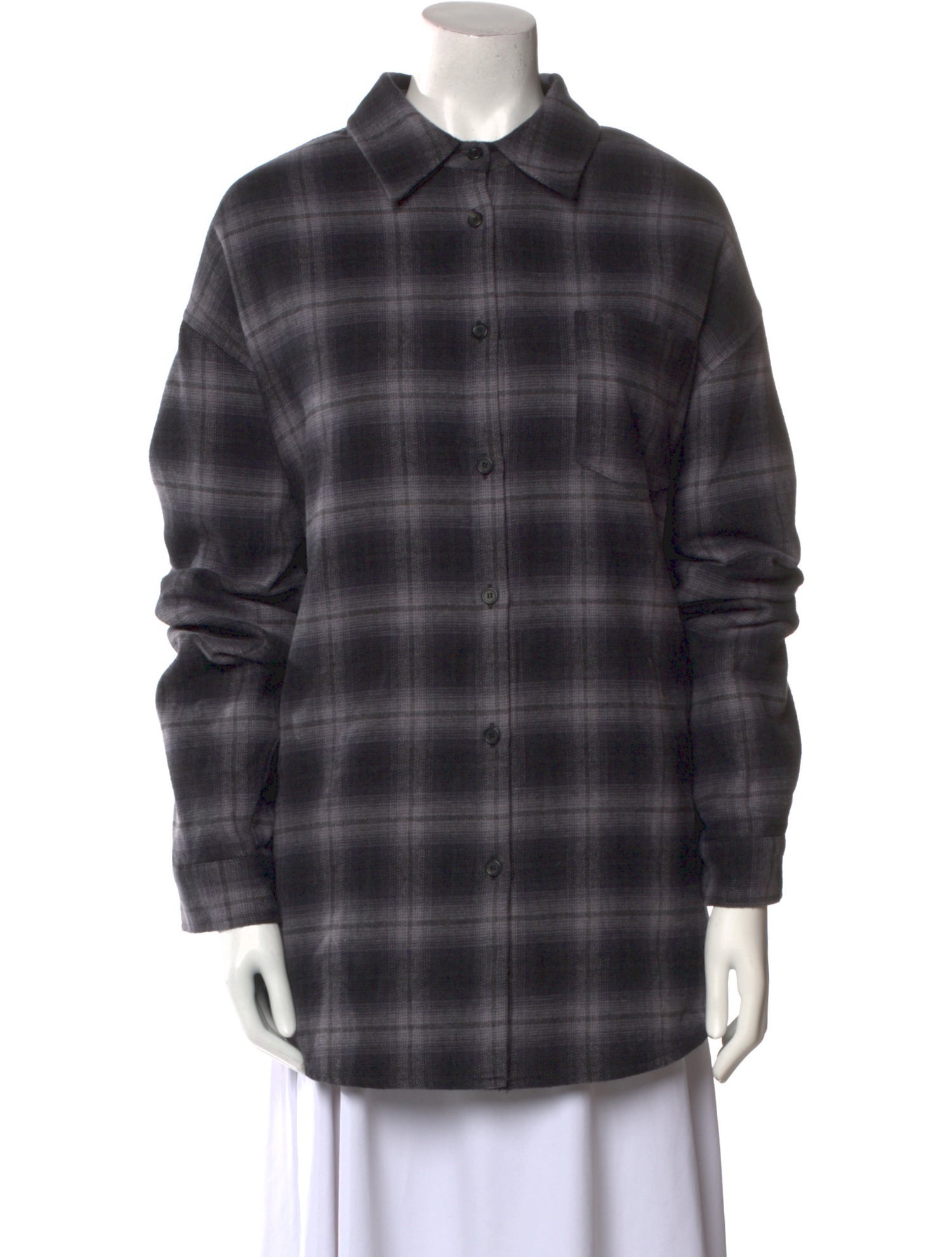 The Frankie Shop Plaid Print Long Sleeve Shirt