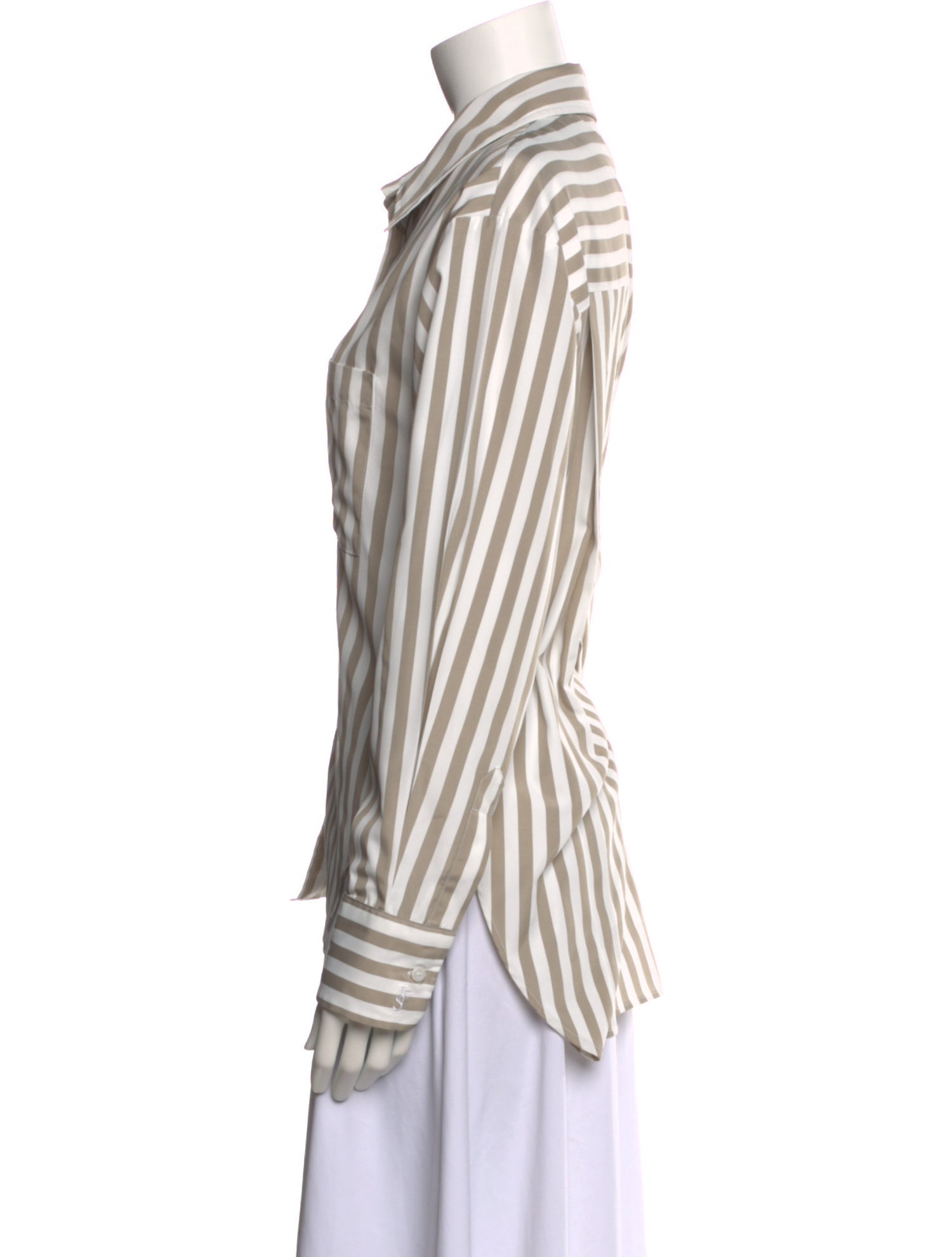 The Frankie Shop Striped Long Sleeve Button-Up Top