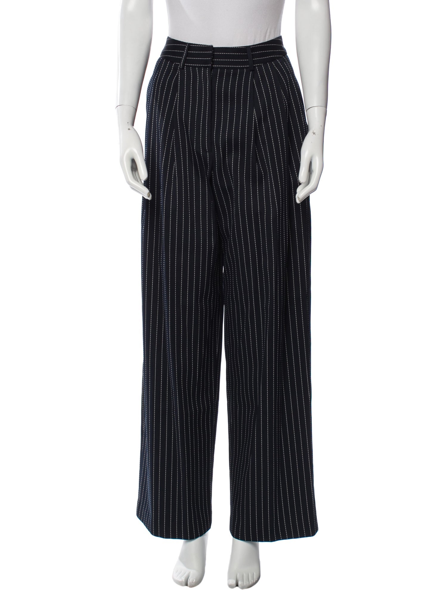 Attico Lamb Leather Straight Leg Pants - Black Pants