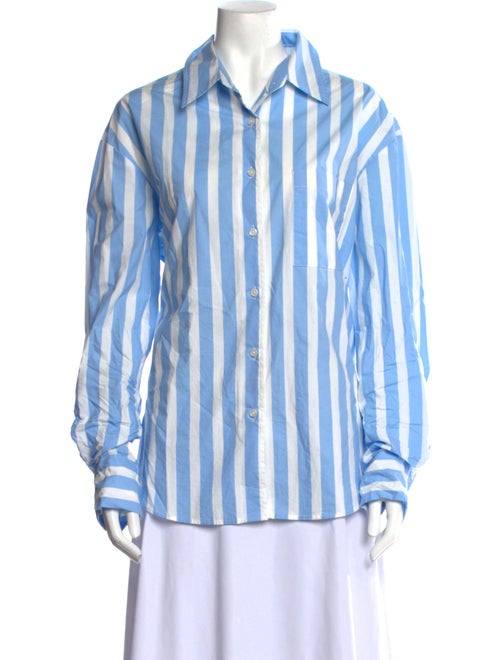 The Frankie Shop Striped Long Sleeve Button-Up Top