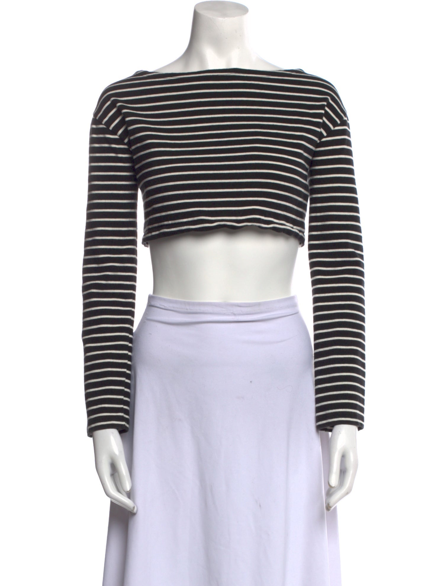 The Frankie Shop Striped Bateau Neckline Crop Top