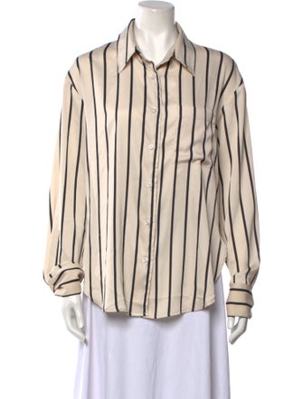 The Frankie Shop Striped Long Sleeve Button-Up Top