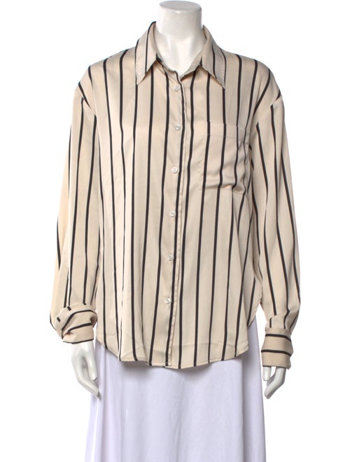 The Frankie Shop Striped Long Sleeve Button-Up Top