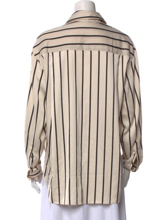 The Frankie Shop Striped Long Sleeve Button-Up Top