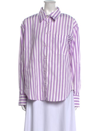 The Frankie Shop Striped Long Sleeve Button-Up Top