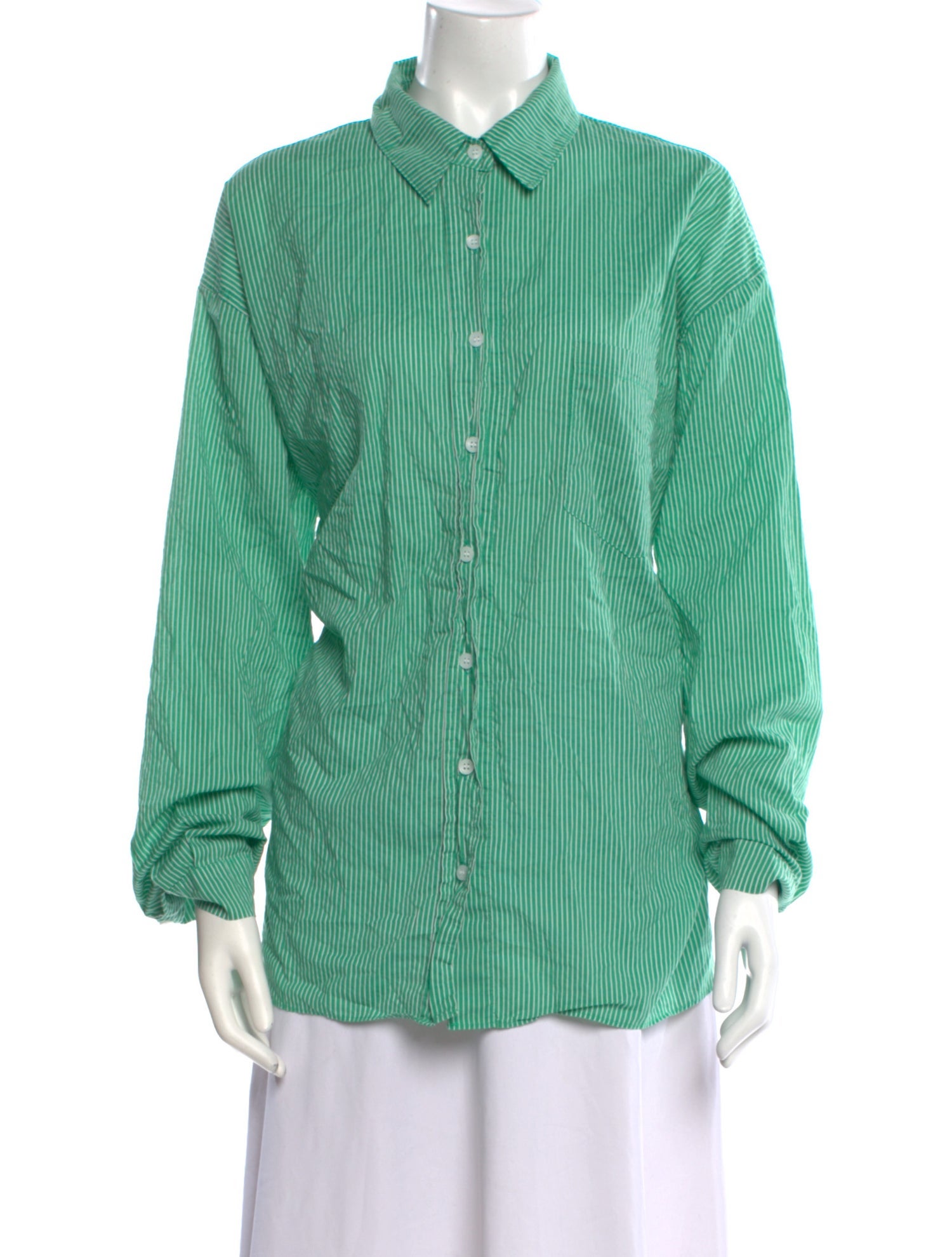 The Frankie Shop Striped Long Sleeve Button-Up Top