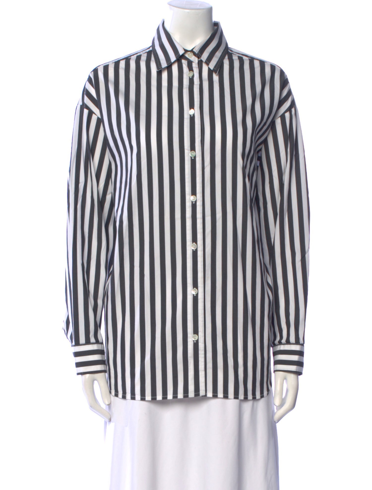 The Frankie Shop Striped Long Sleeve Button-Up Top