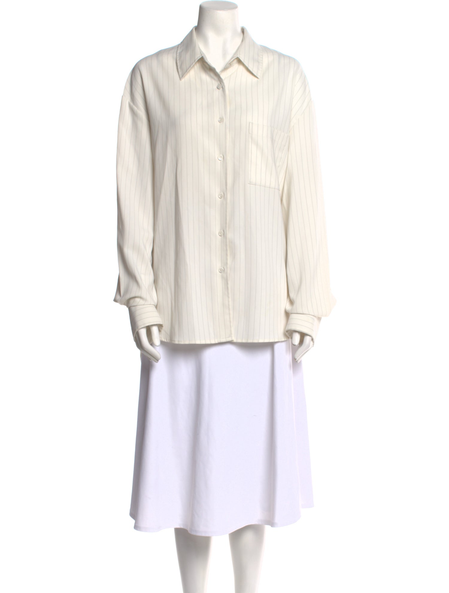 The Frankie Shop Striped Long Sleeve Button-Up Top