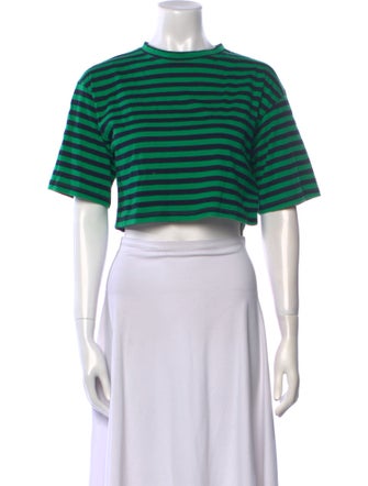 The Frankie Shop Striped Crew Neck Crop Top