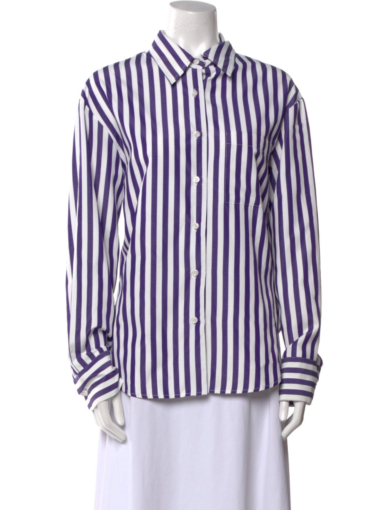 The Frankie Shop Striped Long Sleeve Button-Up Top