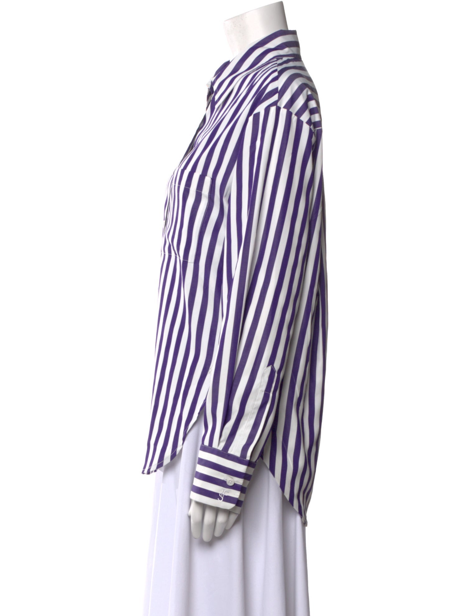 The Frankie Shop Striped Long Sleeve Button-Up Top