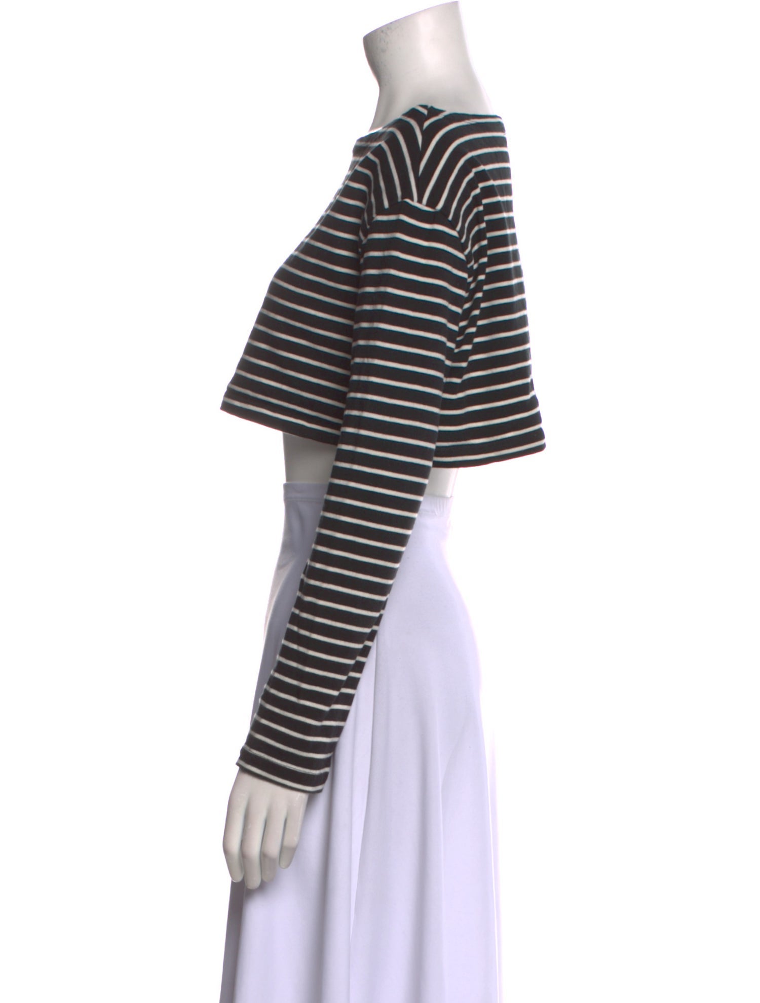 The Frankie Shop Striped Bateau Neckline Crop Top