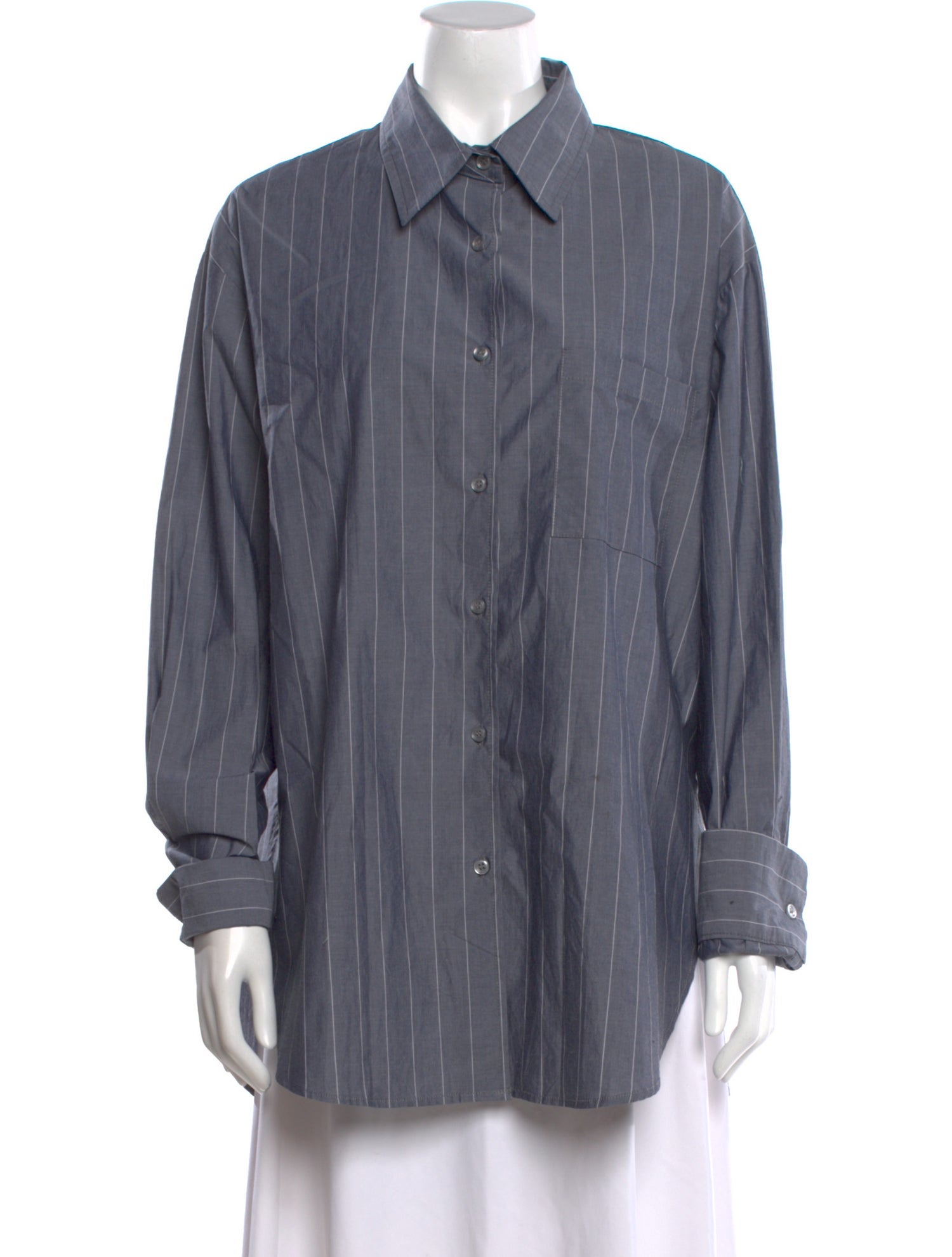 The Frankie Shop Striped Long Sleeve Button-Up Top