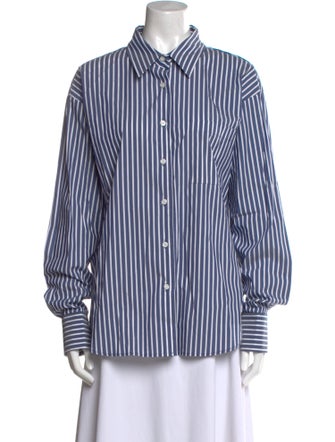 The Frankie Shop Striped Long Sleeve Button-Up Top