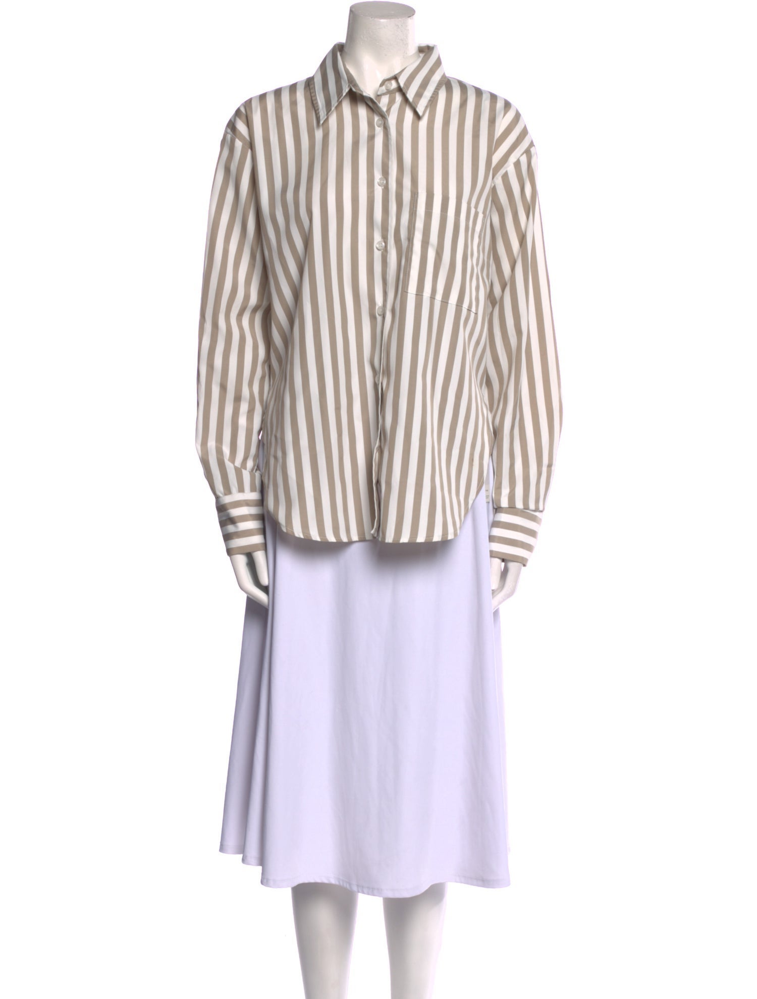 The Frankie Shop Striped Long Sleeve Button-Up Top