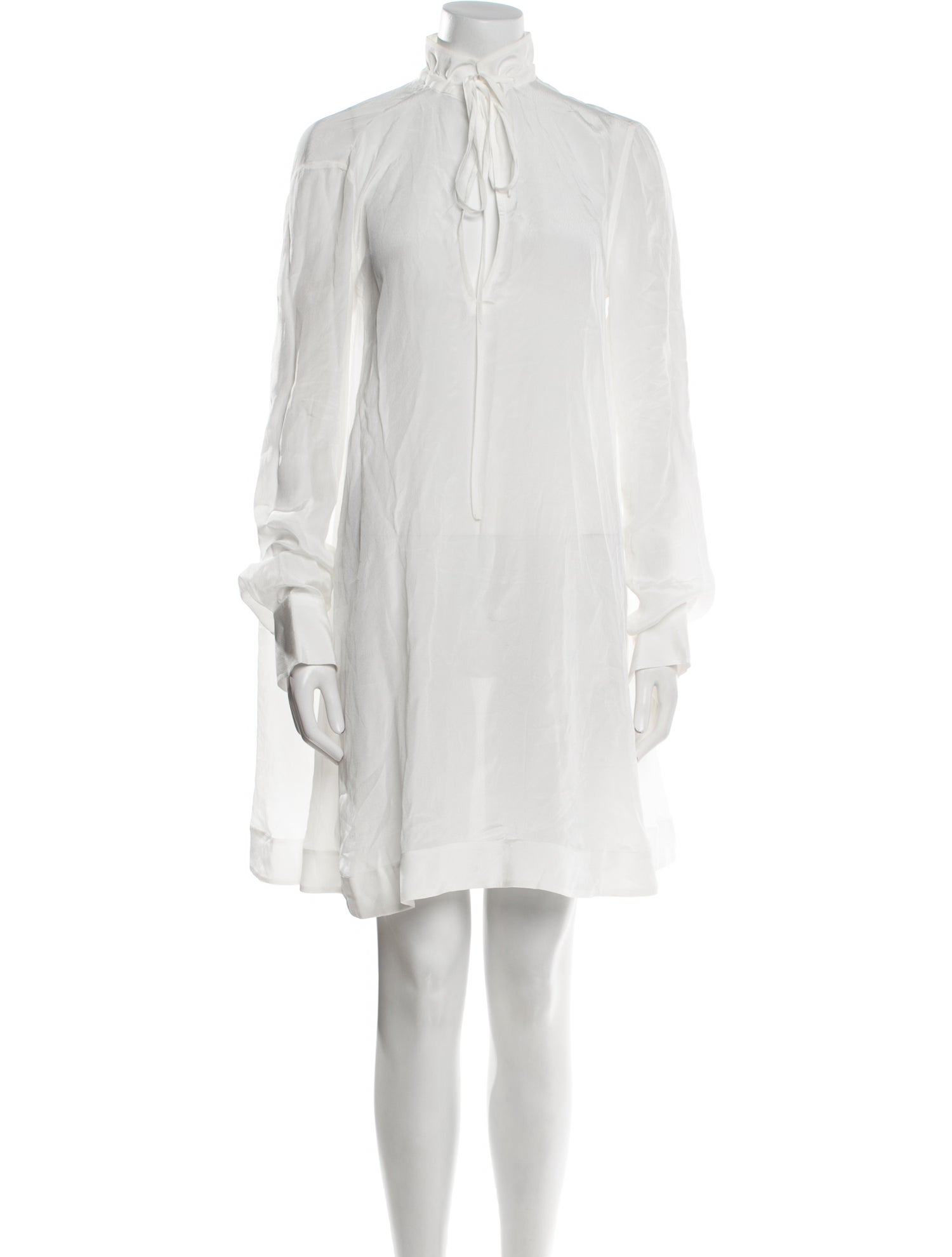 knee length dresses for ladies Arden White High-Neck Split Maxi Dress With Lace Sleeves – Club L London main image 1
