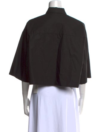 The Frankie Shop Three-Quarter Sleeve Crop Top