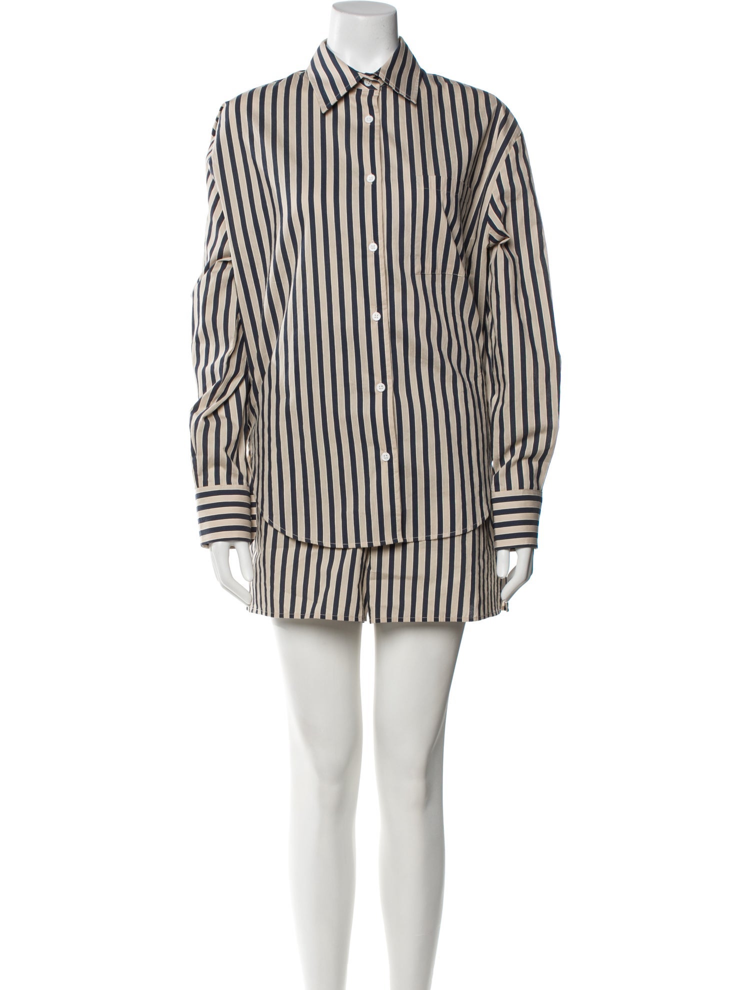 The Frankie Shop Striped Embroidered Accent Short Set