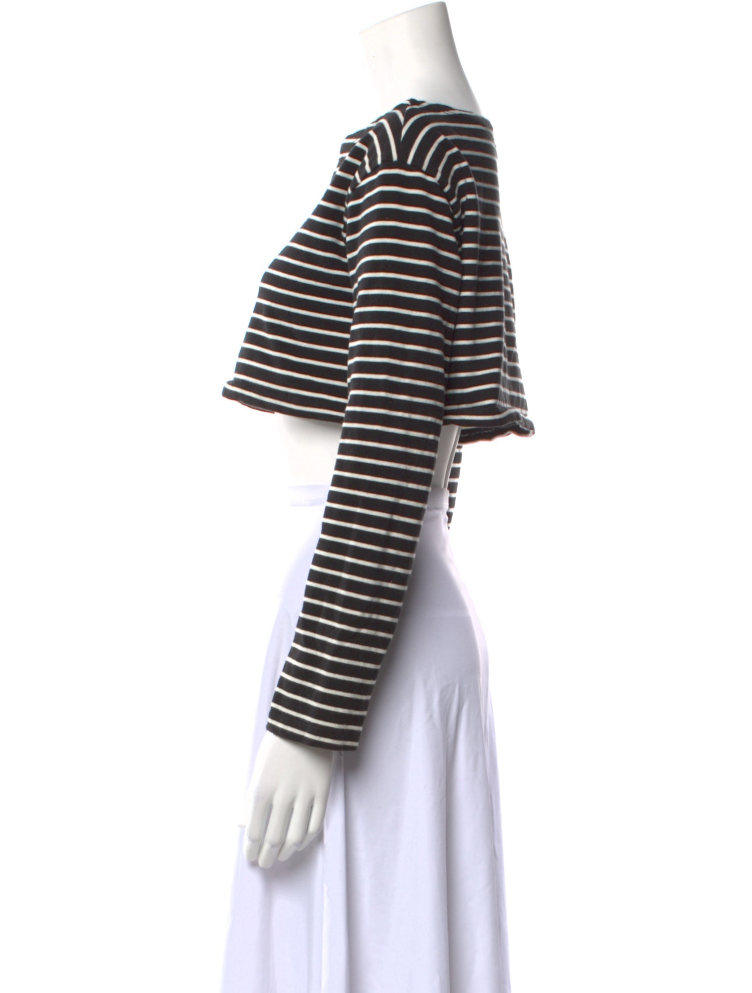 The Frankie Shop Striped Bateau Neckline Crop Top