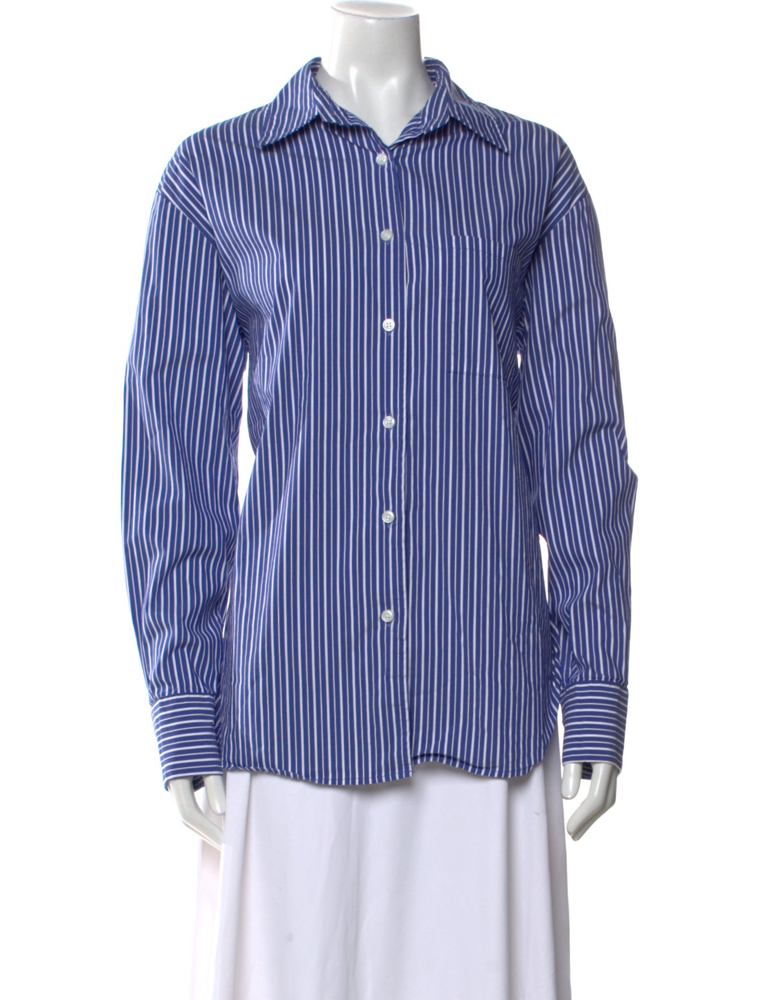 The Frankie Shop Striped Long Sleeve Button-Up Top