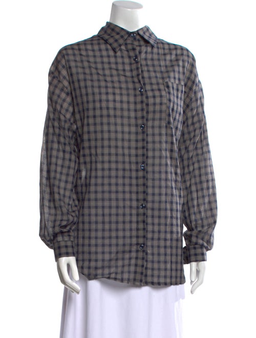 The Frankie Shop Plaid Print Long Sleeve Button-Up Top
